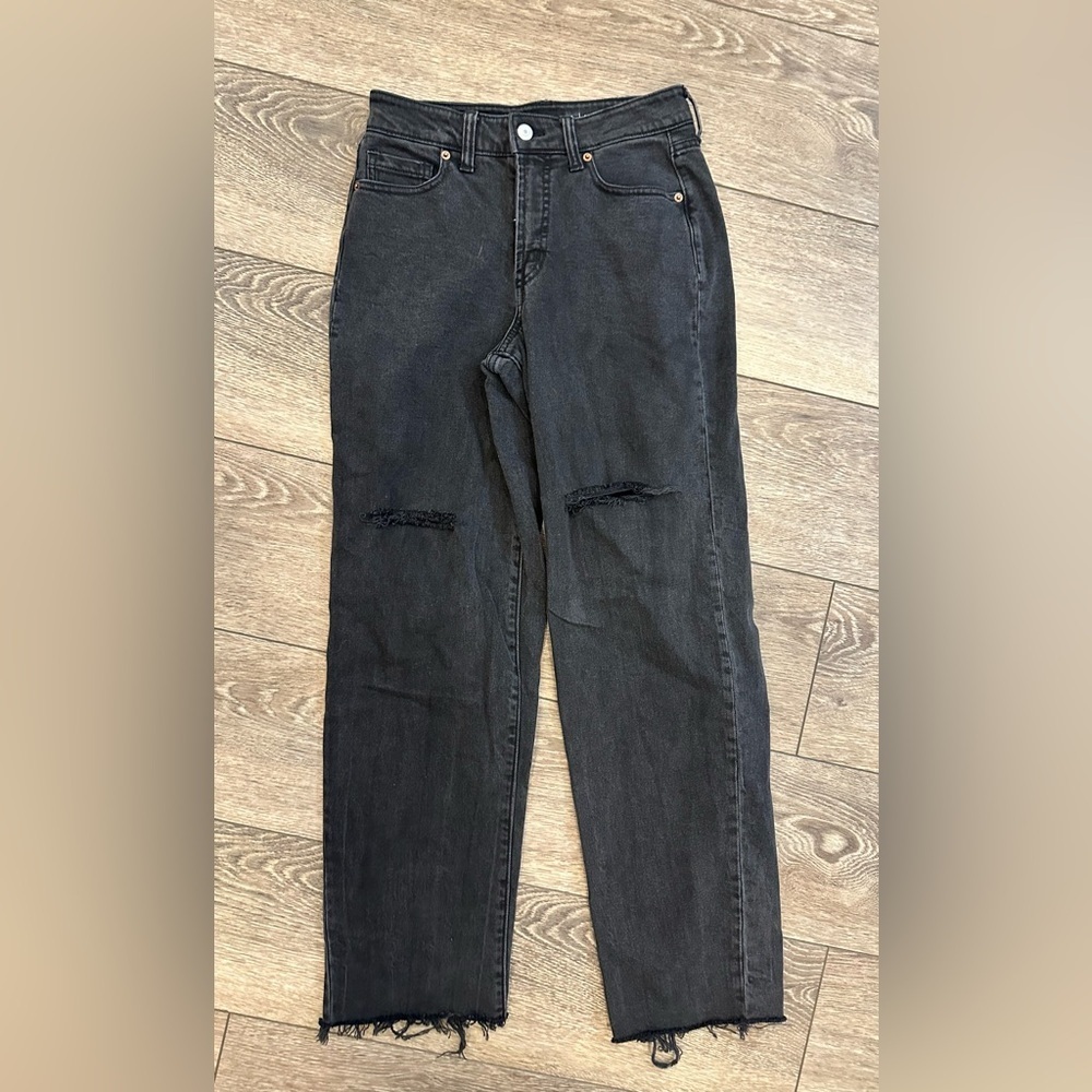 Old Navy SZ 4 Women's Black Distressed Jeans OG loose high rise